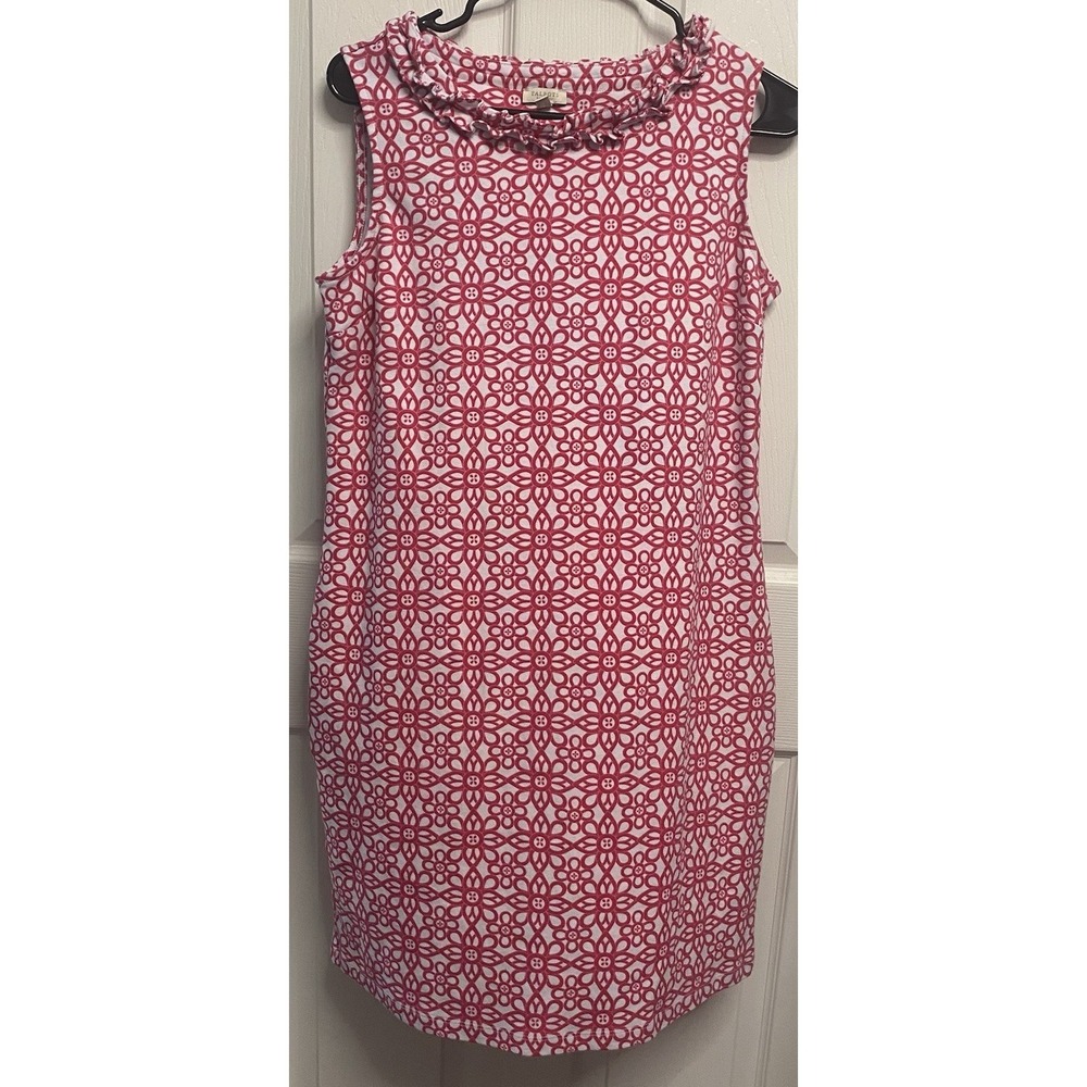 Talbots Womens Petite Hot Pink/White Floral Cotton‎ Sleeveless Shift Dress LP